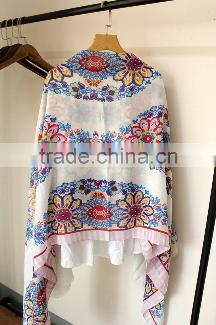 Newest Beautiful Flower Printed Fashion Lady Women Shawl Scarf Hijab