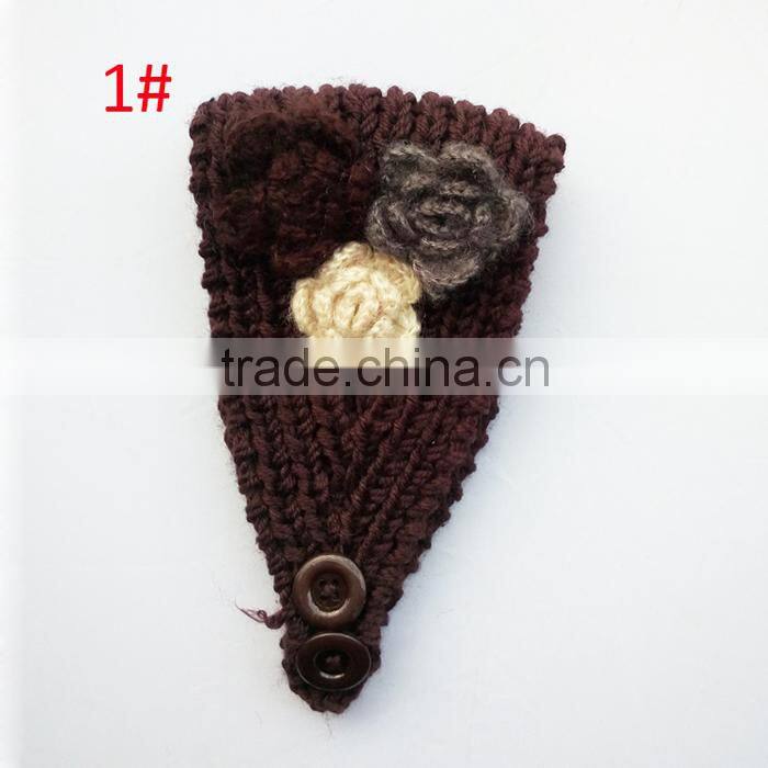 Good-looking 3 Flower Decorated Fashion Women Knitted Headband Headwear