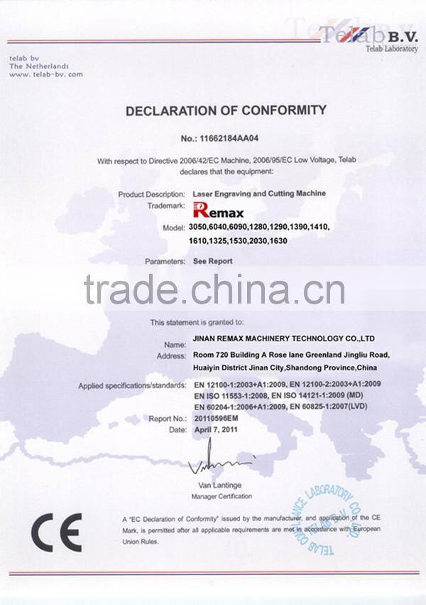 Remax-1325 500w YAG Laser Machine Cutting Metal With CE Certificate