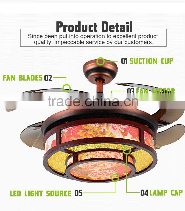 42'' Flower ABS 4 Blades Ceiling Fans For Kids Rooms With LED Light