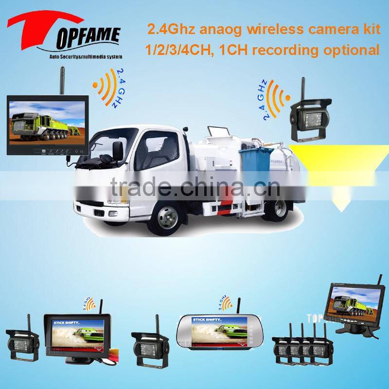 7inch analog wireless car camera system with 4CH display switch & CMOS/CCD camera