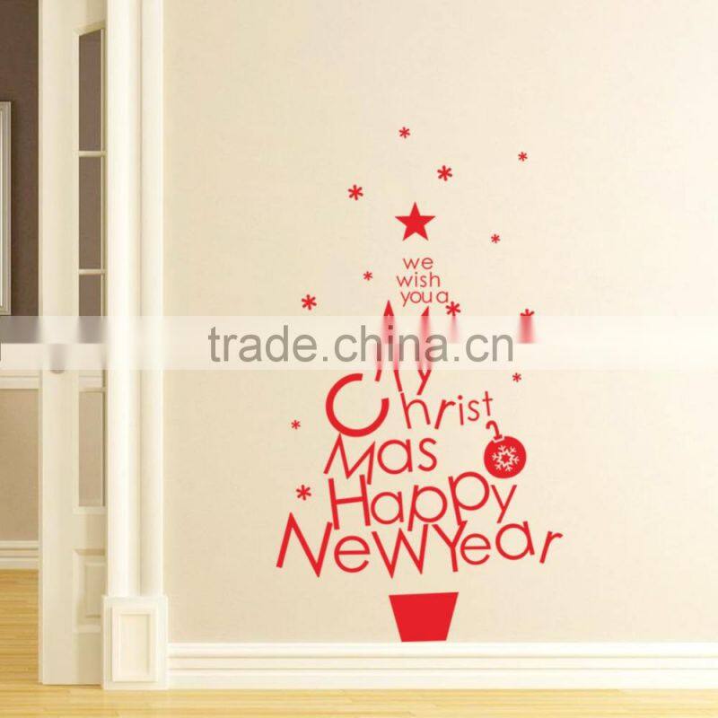 Removable Red Christmas tree Wall Sticker Art Vinyl Mural DIY Quote Room Decor