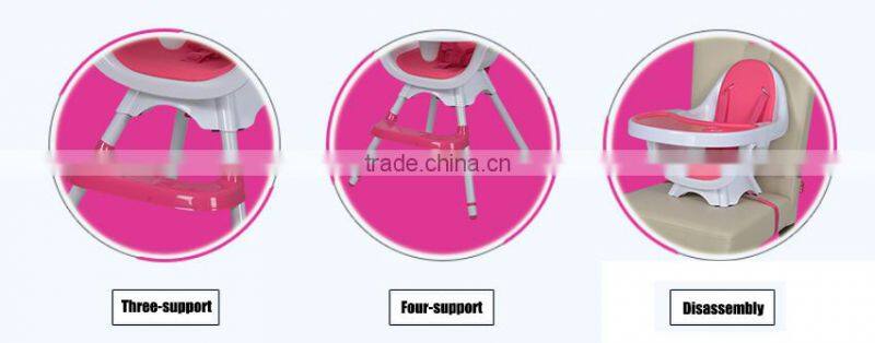 New Design Eco-Friendly Height Adjustable Removable Pink and Green Plastic Chair For Baby