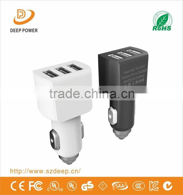 Shenzhen Made High quality Portable 3usb car charger, custom design universal car charger