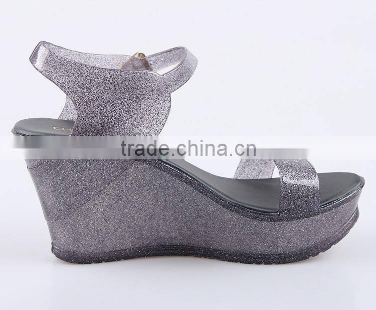2016 best selling plastic ladies shoes fashion pvc jelly shoes straps wedge melissa shoes ss16