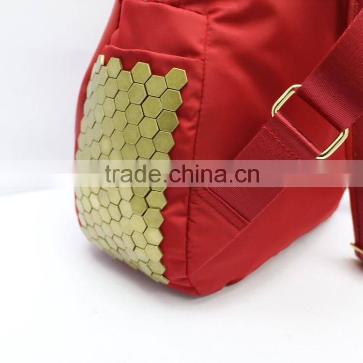 The new red embossed leather casual backpack, Wemen handbags