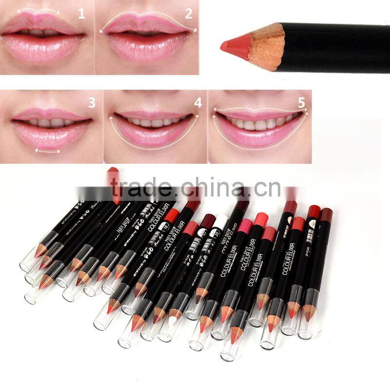 2016 Hot Sale Multicolor Waterproof Functional Lip Liner Pencil Eyebrow Eye Lip Makeup Colorful Cosmetic Lipliner Pen