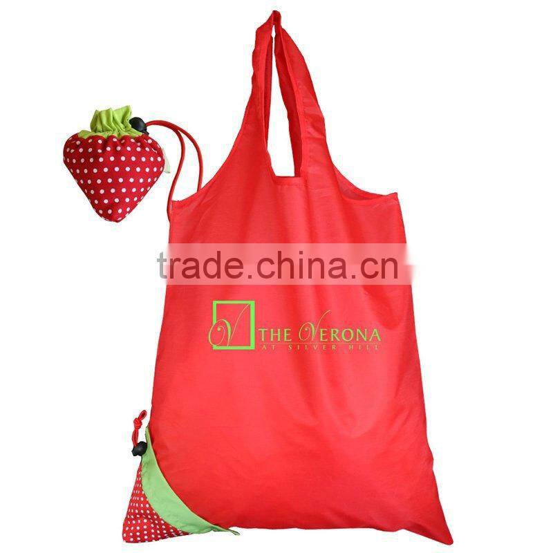 2012 newest folding bags/yiwu polyester folding bags/strawberry folding bags