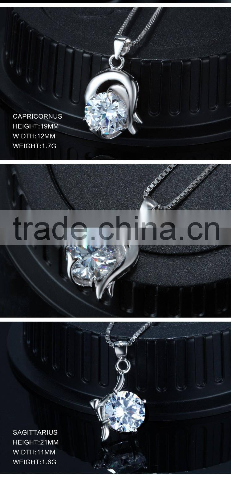 12 constellations 925 Sterling Silver pendant jewelry cubic zircon pendant
