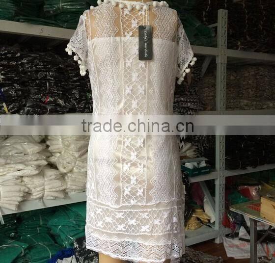 Latest design Lady's tassel sexy lace evening dress/