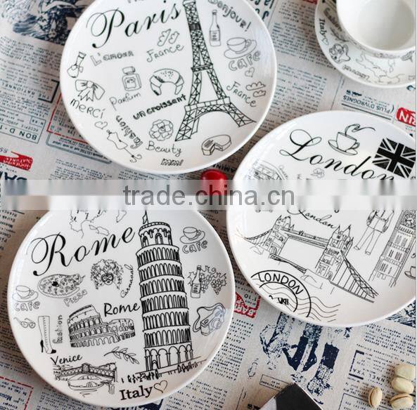 Western Food Tray Impression Wind 8 Inches Of Bone China Tableware yxf001