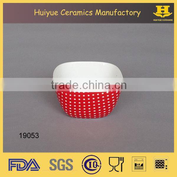 ceramic decal printing square snack bowl