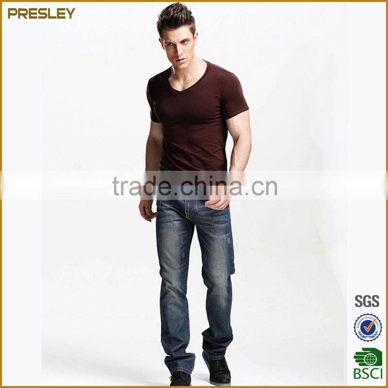 Hot sale Men's short sleeve slim fit gym t shirts softextile cotton solid color t shirts