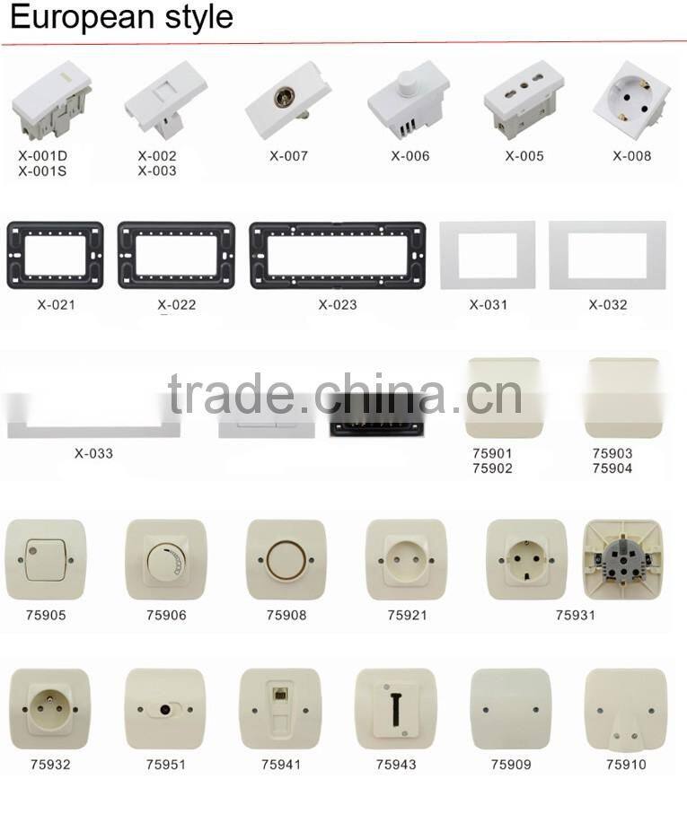 High quality 75908 250V 10A circular switch illuminated European wall switch