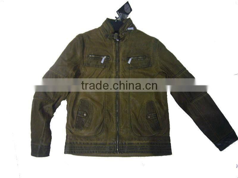 2013 men's leather jackets with stand up collar