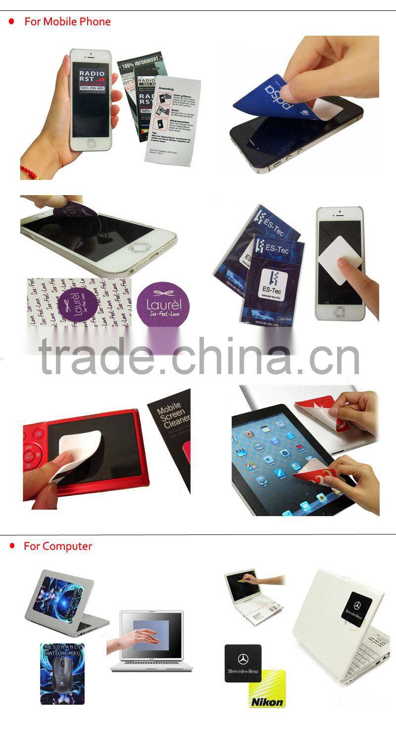 Full color printed Free Sample Adhesive Microfiber Cell Phone Cleaner Sticker