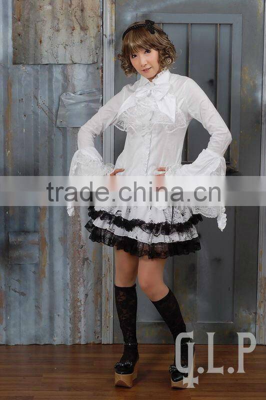 Cotton White Lace Short sleeve Cotton Lolita Blouse 81033