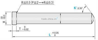 Straight Center Pins With Tip Processed -High Speed Steel SKH51/Shaft Diameter (P) Designation (0.01mm Increments) Type-