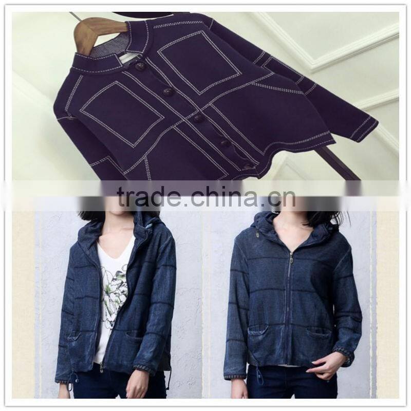 Indigo terry Knitted 4 way stretch denim fabric for man jeans