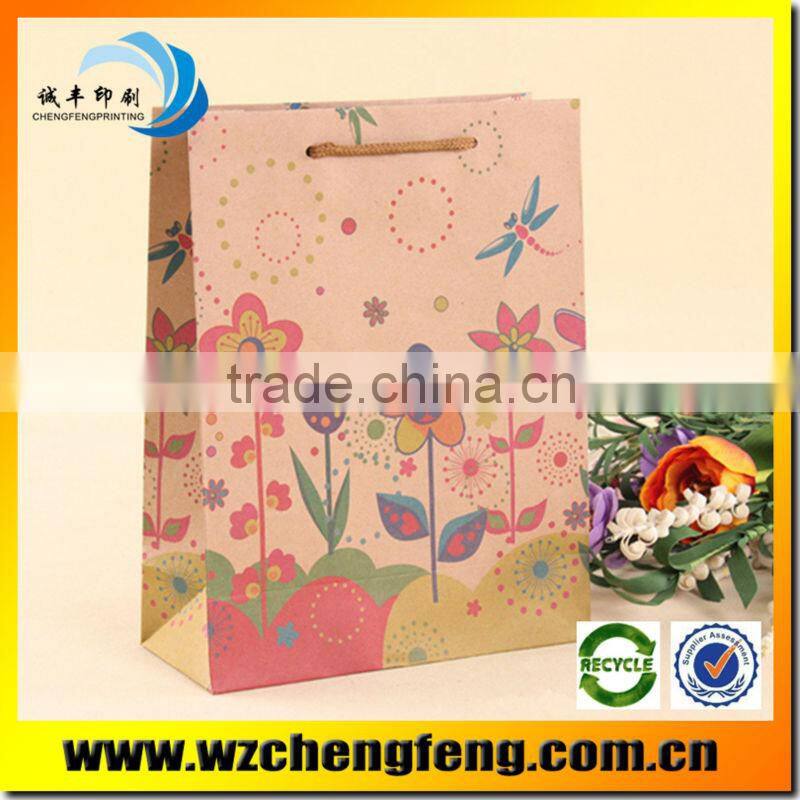 custom Brown craft paper bag for shopping package gift bag