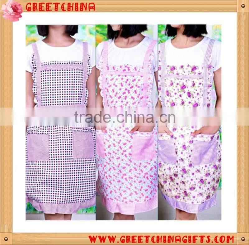 Floral printing ladies apron designs promotional kitchen apron