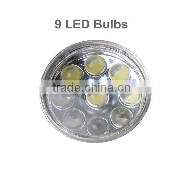 Cheap aluminum 9 led flashlight with white box packing