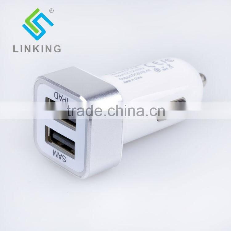 Potable Dual USB Car Charger For iPhone iPad 5V