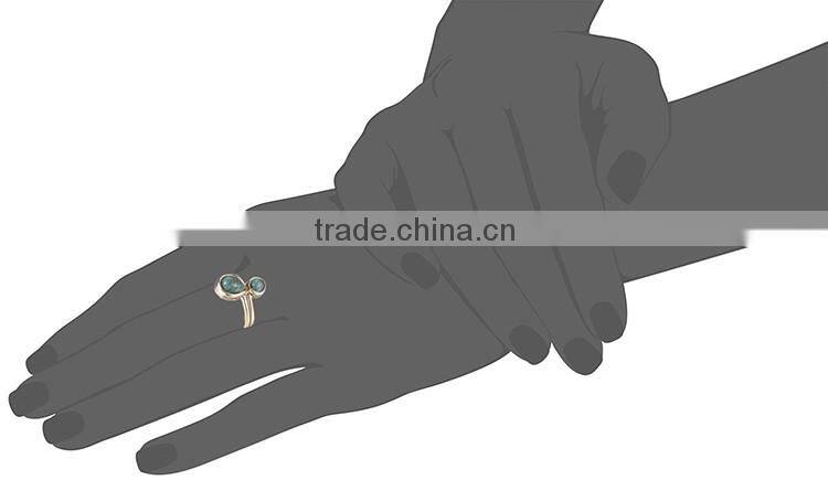 geometric jewelry golden copper adjustable green stone finger rings men's jewelry