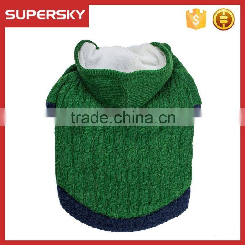 C587 Wholesale Cable Knitted Fleece Hooded Pullover Dog Sweater Custom Knit Dog Sweater Unique Dog Sweaters