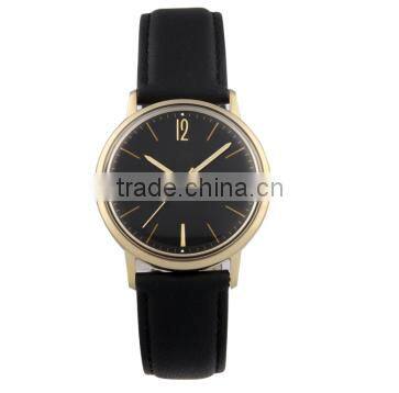 High quality leather strap rose gold wrist watch