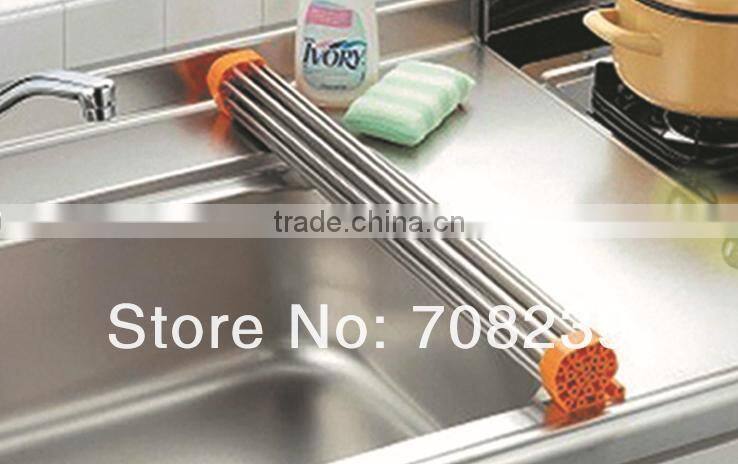 Foldable Stainless Steel Dish Drainer Drying Rack for Kitchen