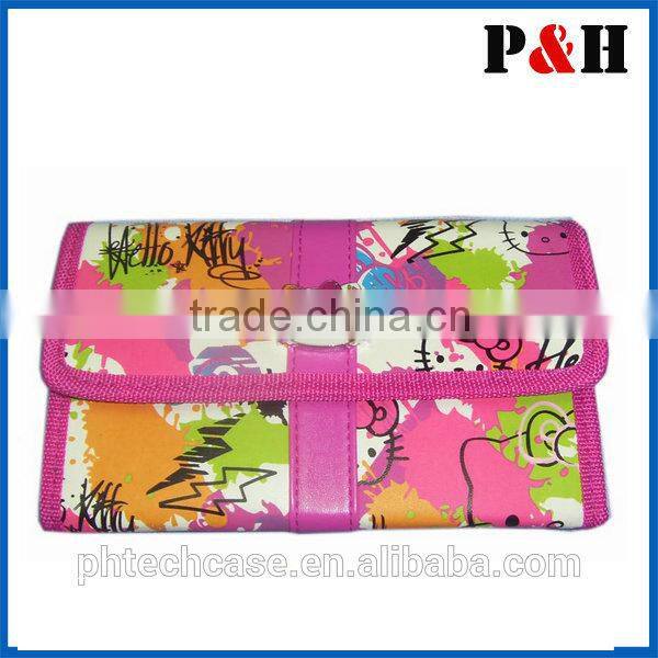 newest women hanging cosmetic brush roll bag with mirror