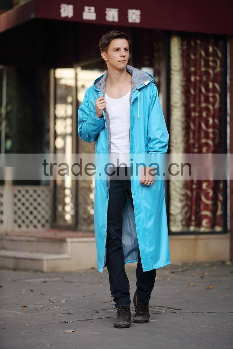 Adult Foldable Waterproof Hooded Long Rain Jacket Raincoat durable polyester raincoat