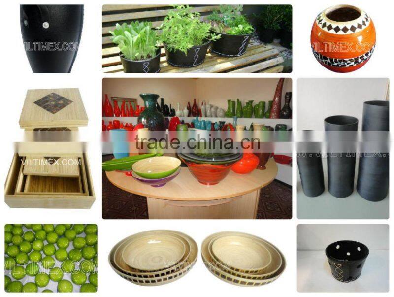 Spun bamboo tray, lacquer color outside natural inside