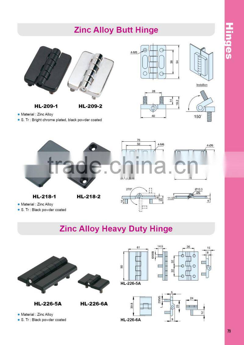 HL-218-2 zdc Zinc alloy black powder coated electrical cabinet butt hinge