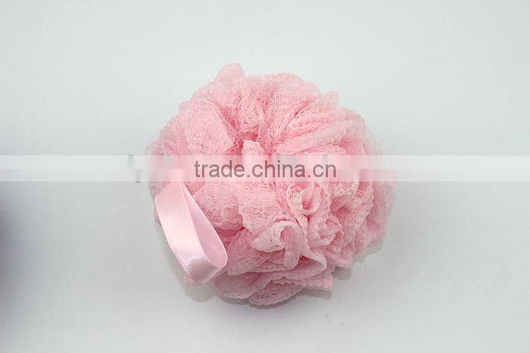 Color shower puff mesh sponge with handle,color change sponge
