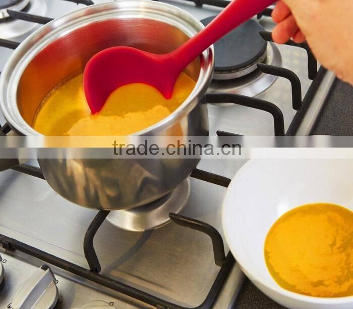 Kitchen function silicone soup ladle, Colourful heat resistant red silicone soup ladle, hot sale durable silicone soup ladle