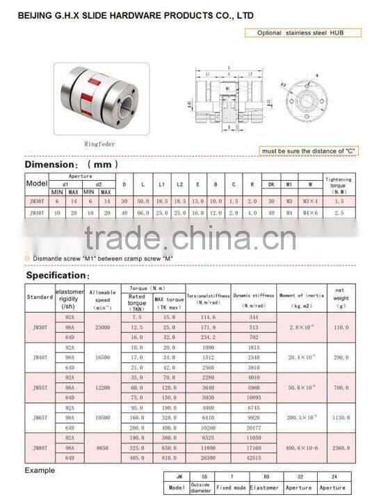 Finish Maching 10mm x 14 mm CNC Jaw Plum Coupling Shaft Coupler D30 L35