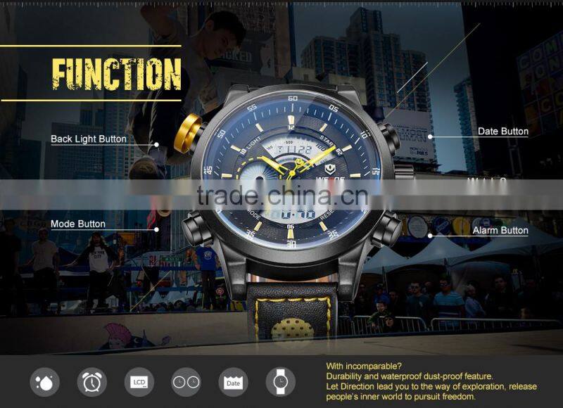 Weide genuine leather watch strap sport watch digital analog watches made in china