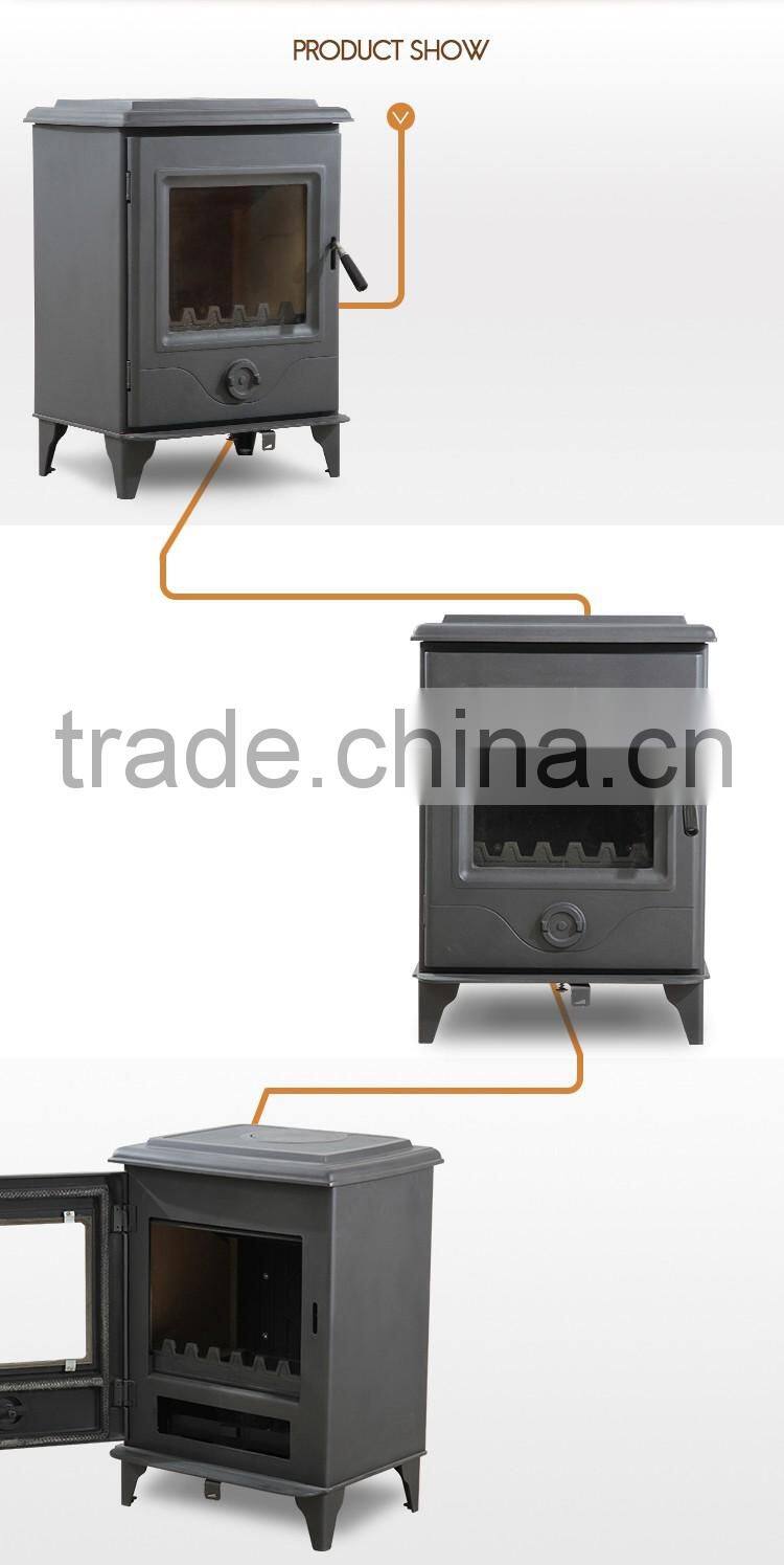 Vertical small fireplace installation, wooden fireplace system