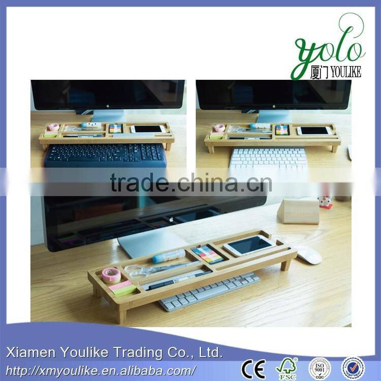 Office/Home Basics computer and telephone desk organizer Bamboo office Desk Organizer