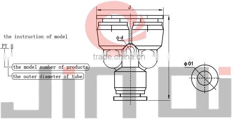 pneumatic one-touch union Y black plastic y branch pipe fittings ,hose connector
