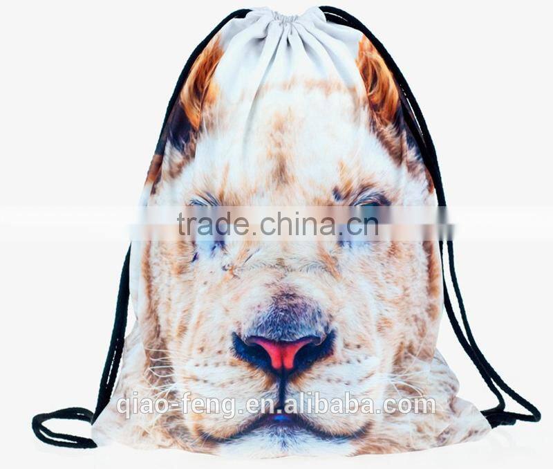 animal tiger drawstring bag/high quality newsboy bag