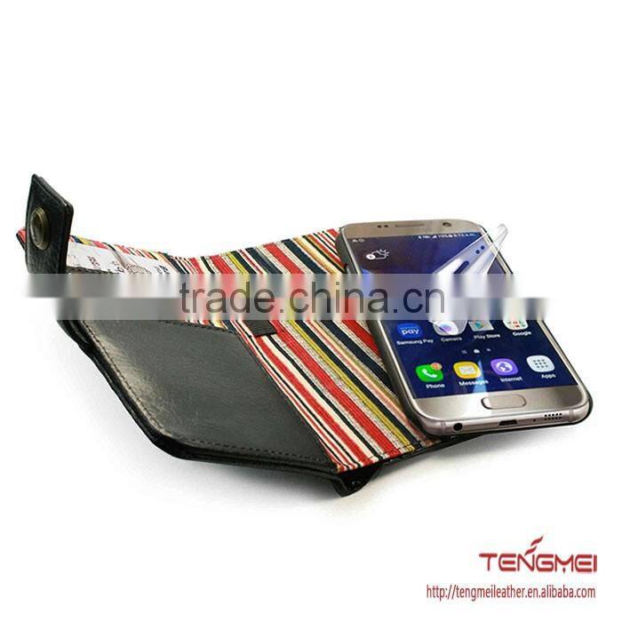 vintage leather wallet magnetic case for samsung s7 edge