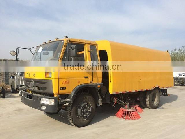 New arrival yellow color customized top sell dongfeng153 6cbm 6m3 garbage box street sweeper truck