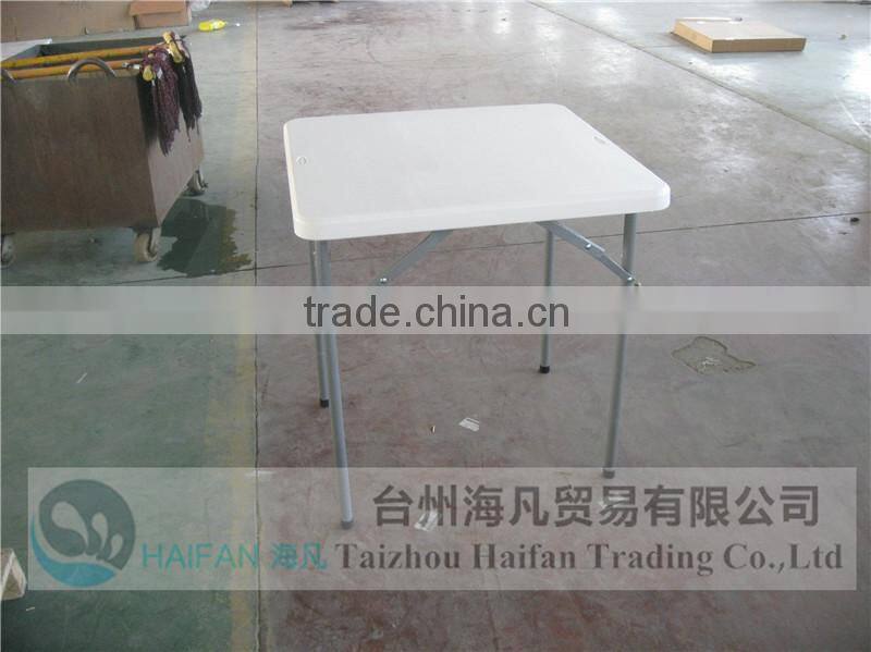 high durable blow molding PE 2FT white square folding dining table /hot sell square plastic dining room table