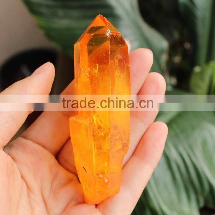 Natural aura Quartz Crystal Titanium Coating Crystal point