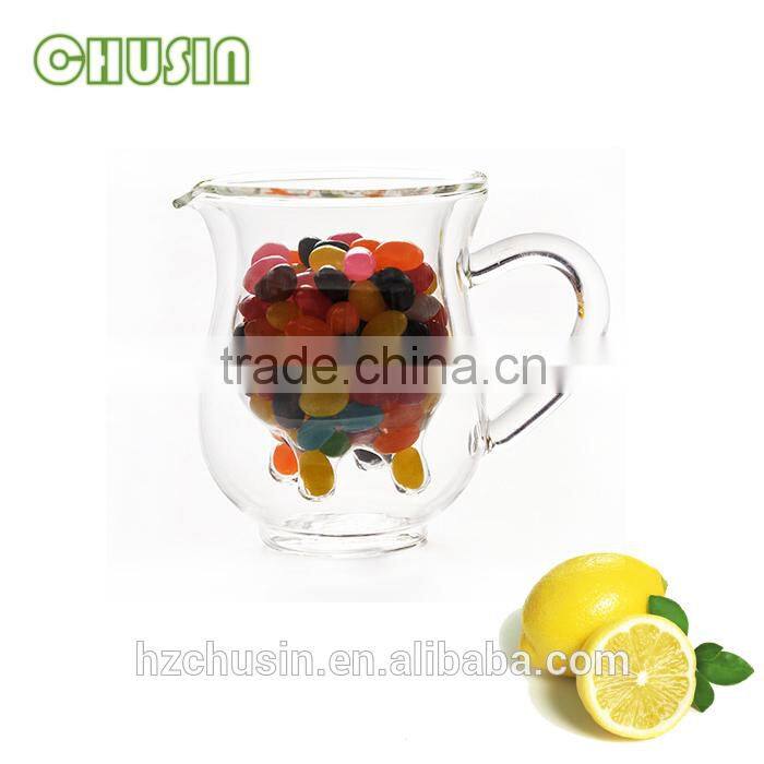 250ml double wall glass beer mug with handle