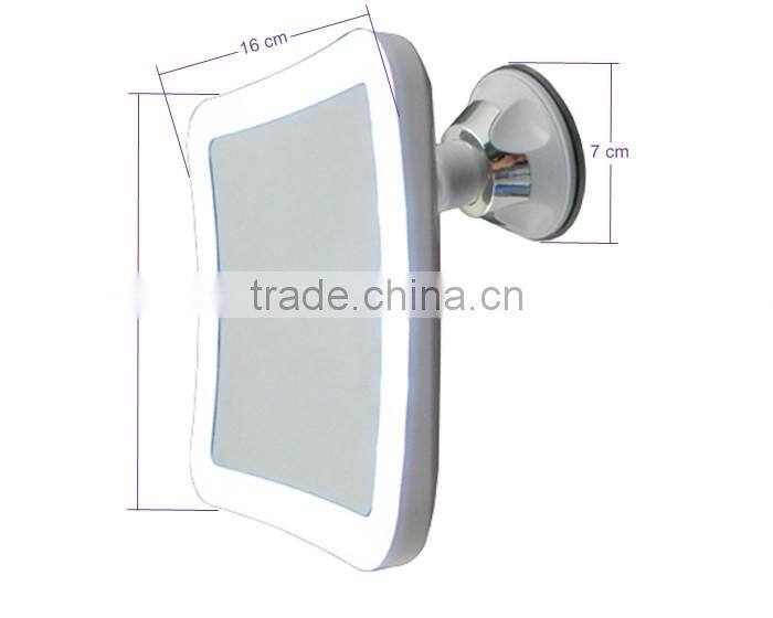 Anti-fog Plastic LED Light Suction Cup Cosmetic led travel Mirror