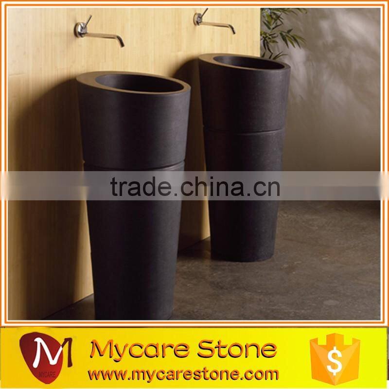 Dark Emperador Marble bathroom Pedestal Sink